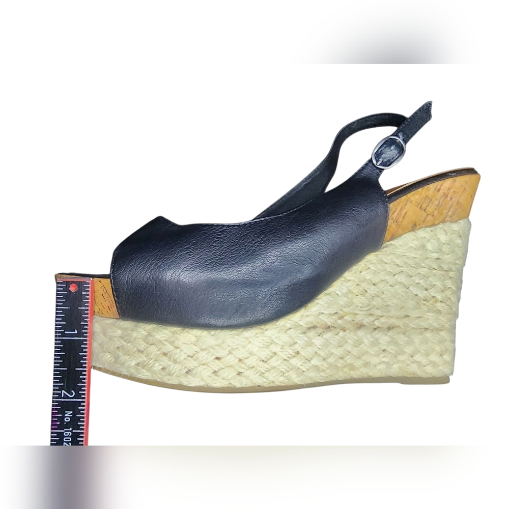 Dolce Vita Leather Slingback Espadrille Platform Wedges, Womens 8.5 - Picture 8 of 9